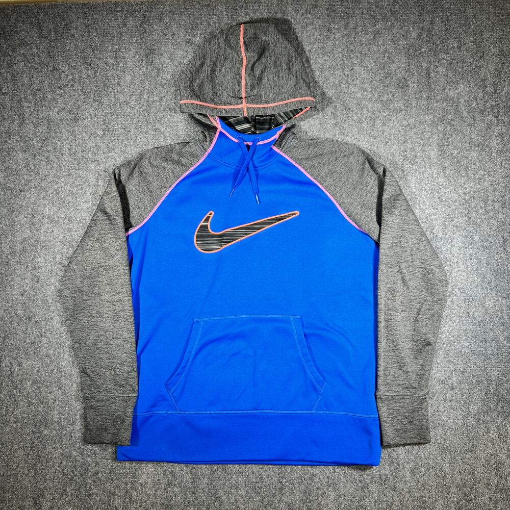 Nike Therma-FIT Pullover Hoodie Blue Gray Colorblock Women's XL